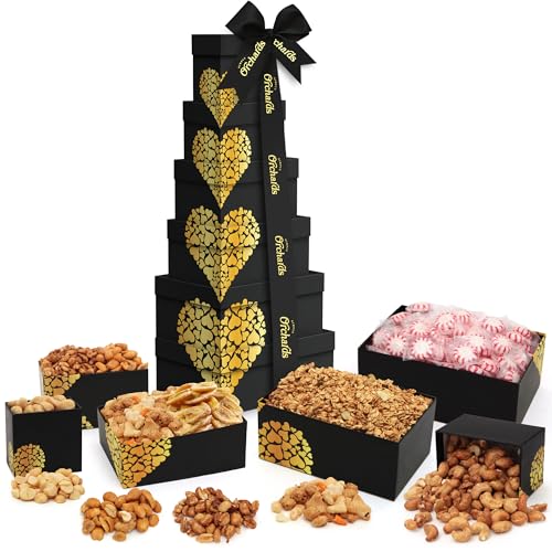 6 Tier Nuts Gift Basket Tower, Heart Design