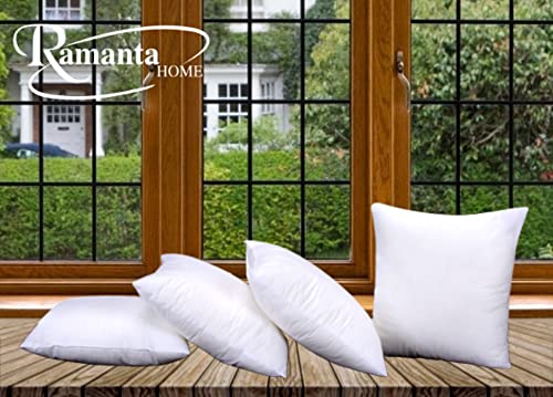 Ramanta Home Throw Pillow Insert (16x16 Inches, Set of 4) - Premium White Sham Stuffer Pillow Inserts for Couch and Bed