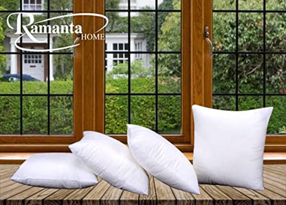 Ramanta Home Throw Pillow Insert (16x16 Inches, Set of 4) - Premium White Sham Stuffer Pillow Inserts for Couch and Bed