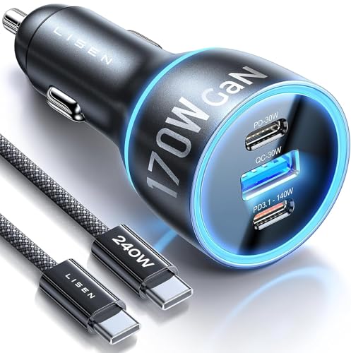 LISEN 170W GaN USB C Fast Car Charger