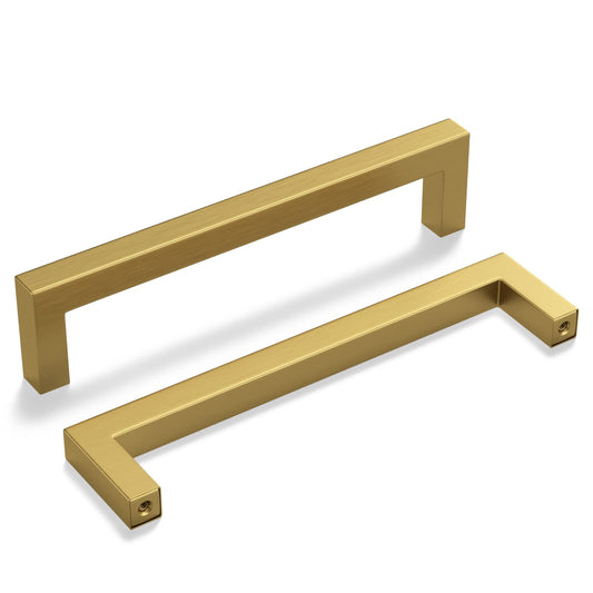 Haliwu 15 Pack/Brass Cabinet Pulls 5 inch, Gold Cabinet Handles Brushed Gold Cabinet Pulls Gold Kitchen Hardware Square Pulls