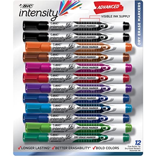 12 Pack BIC Dry Erase Markers Bullet Tip Whiteboard
