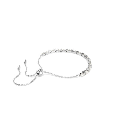 Swarovski Matrix Crystal Pearl Bracelet, Rhodium Finish