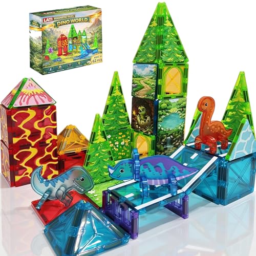 Magnetic Dinosaur Building Tiles STEM Construction Set