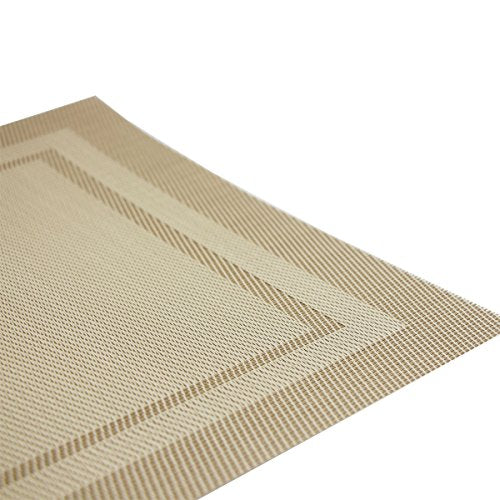 Bright Dream Placemats Easy to Clean Non-Slip Woven Plastic Placemats for Kitchen Table Washable Table Mats Set of 4 (Beige)