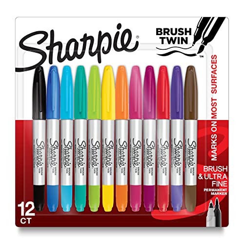 12 Count Sharpie Brush and Ultra Fine Markers