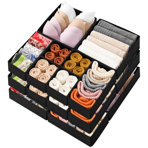 18 Pack Drawer Organizer Bins for Clothes Storage