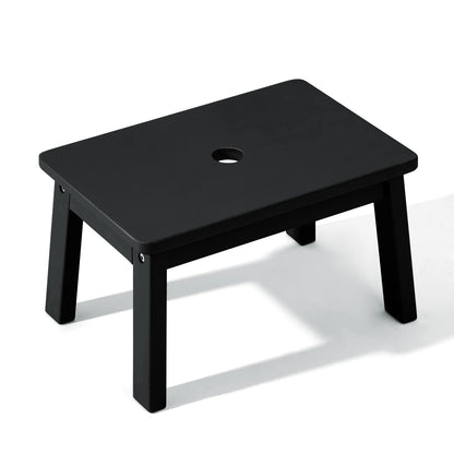 HOUCHICS Black Wooden Step Stool for Kids,Wood Stool for Kitchen Bedroom Living Room Bathroom Toilet Nursery Toddlers Potty Training Stool with Non-Slip Pads and 220lb Load Capacity (White