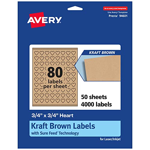 4000 Count Avery Heart Labels, Laser Inkjet Printable