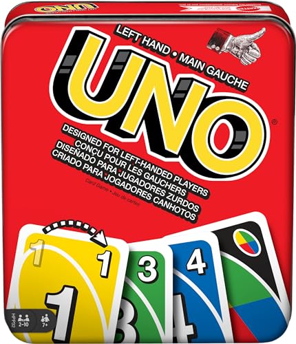 Mattel Games UNO Left-Handed Card Game Collectible Tin