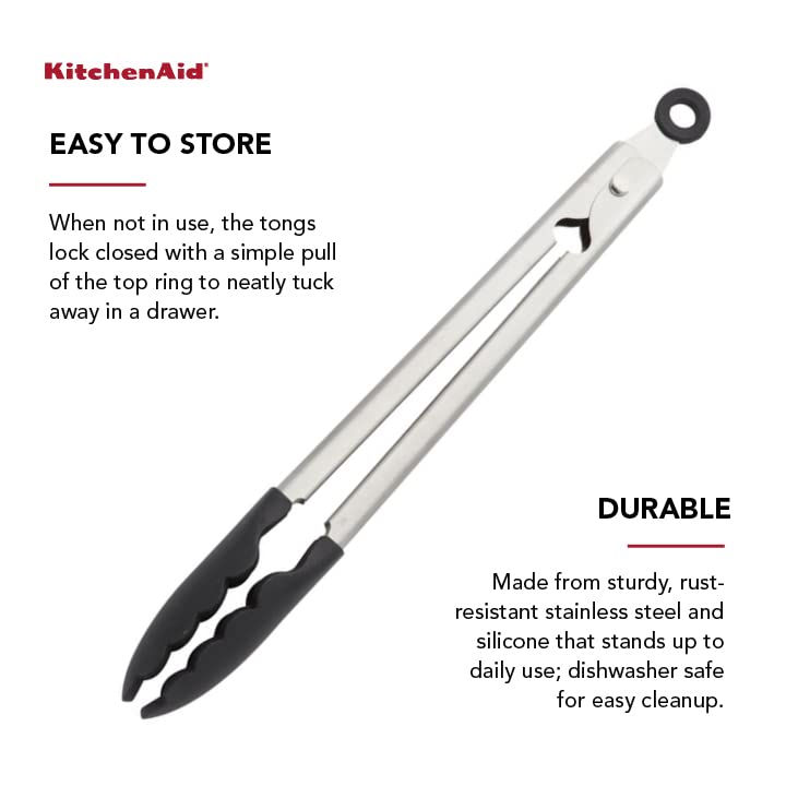 KitchenAid 12" Silicone Tipped Stainless Steel Tongs
