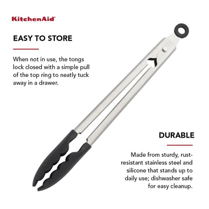 KitchenAid 12" Silicone Tipped Stainless Steel Tongs