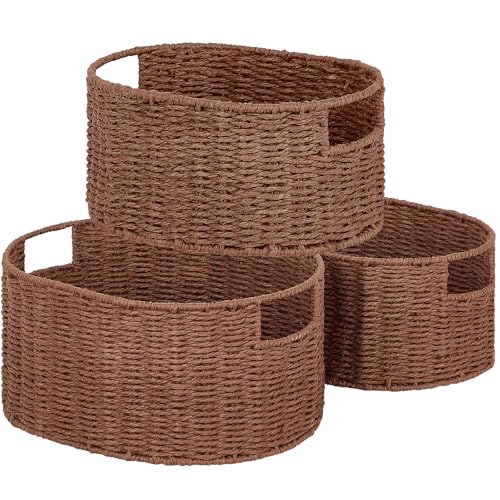 3 Pack Wicker Storage Baskets Handwoven Organizer Set