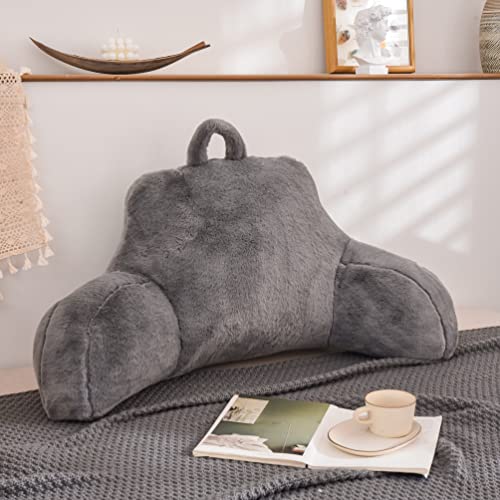 Shaggy Faux Fur Reading Pillow with Arms