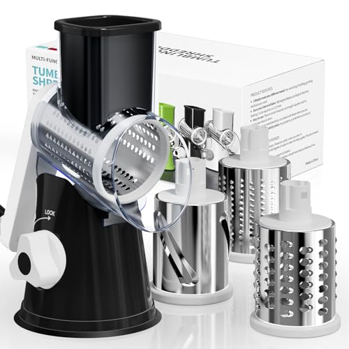 Rotary Cheese Grater with 3 Interchangeable Blades