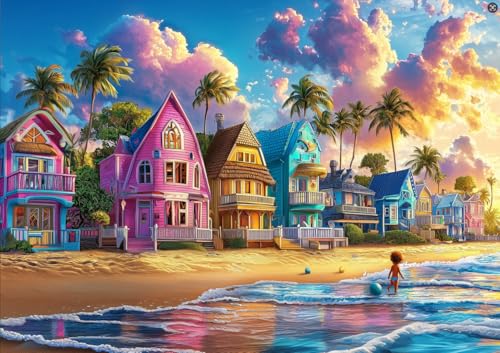 500 Piece Tropical Beach Houses Jigsaw Puzzle
