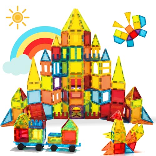 131 Piece Magnetic Tiles Set with 2 Cars