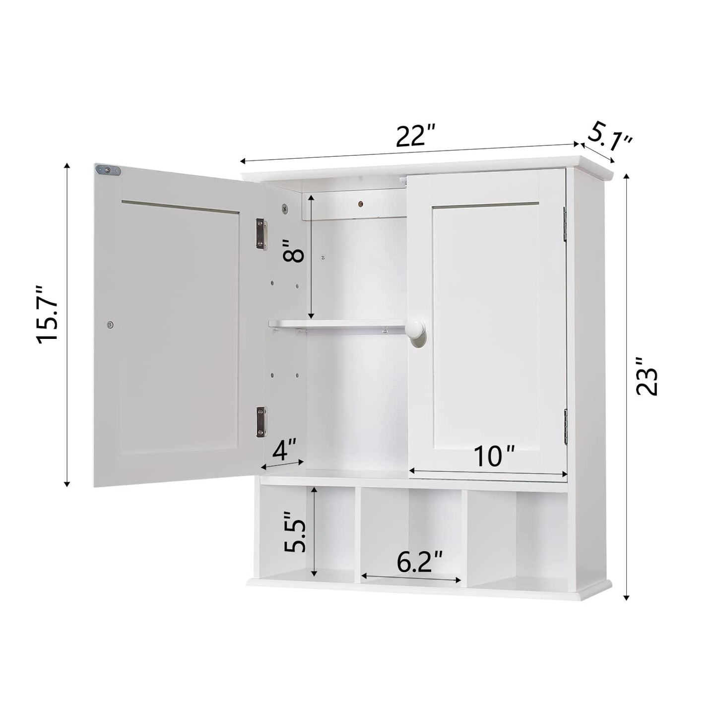 Bathroom Wall Cabinet with Adjustable Shelves