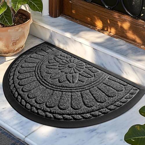 Half Round Waterproof Non-Slip Rubber Door Mat 30"x18"