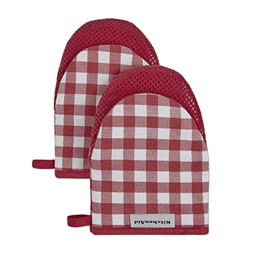 2 Pack KitchenAid Gingham Cotton Mini Oven Mitts