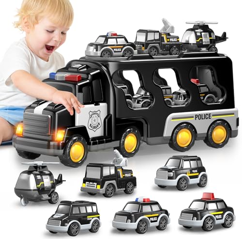 7 in 1 Police Transport Carrier Truck Toy Set
