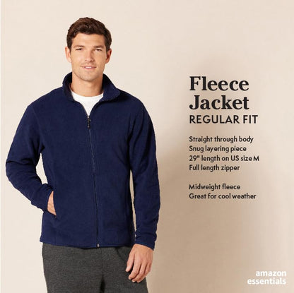 Amazon Essentials Men's Full-Zip Fleece Jacket-Discontinued Colors, Black, Small