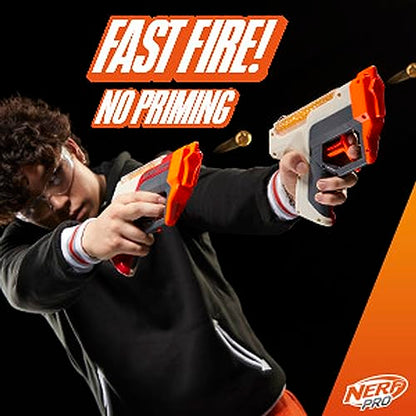 Nerf Pro Gelfire Dual Wield Pack, 2 Blasters, No-Prime Firing, 5000 Gelfire Rounds, 2X 100 Round Integrated Hoppers, 2 Eyewear, Ages 14 & Up