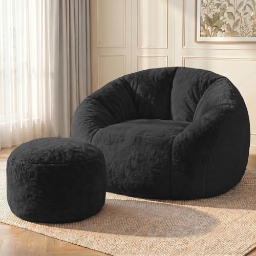 Shell-Shaped Bean Bag Chair with Ottoman