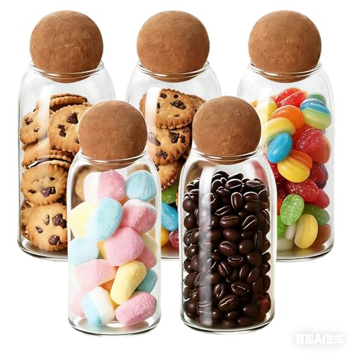 5 Pack 35oz Glass Storage Jars with Cork Lids