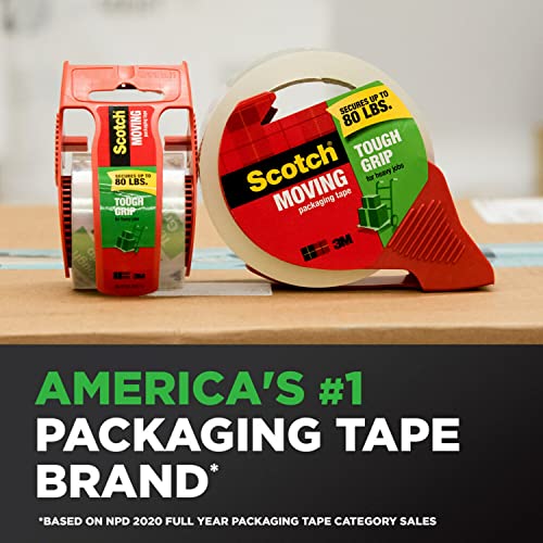 Scotch® Tough Grip Moving Packing Tape, 1.88" x 22.2 Yd., Clear