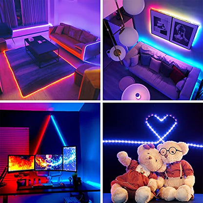 Diyilight Led Strip Lights 50 ft Smart Light Strips with App Control Remote, 5050 RGB Led Lights for Bedroom, Music Sync Color Changing Lights for Room Party