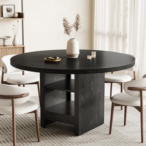 47-Inch Round Dining Table with Storage Shelf