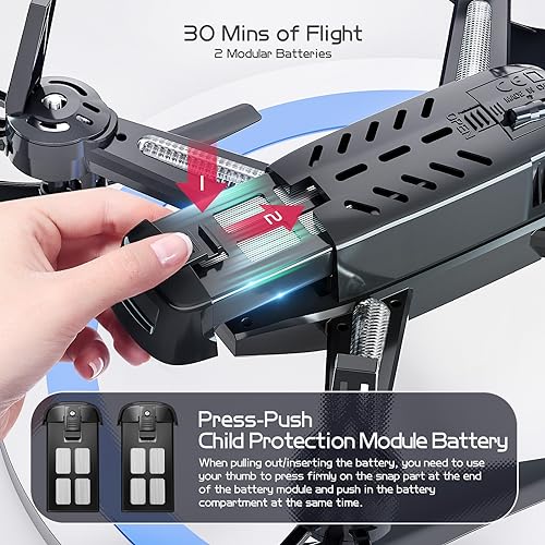 FERIETELF Drone with Camera - T6 1080P HD RC Drone, Fpv Drone for Adults, With WiFi Live Video, Altitude Hold, Headless Mode, Gravity Sensor, One Key Take Off for Kids or Beginners