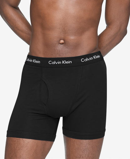 Calvin Klein Men's Cotton Stretch 5-Pack Boxer Brief, 5 Black, Large