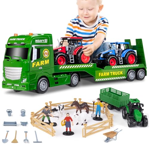 25.6" Flatbed Truck Toy for Kids, Farm Vehicle
