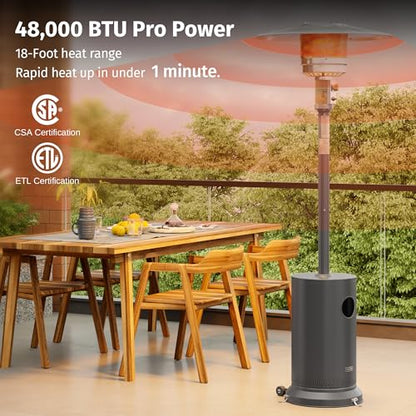 48,000 BTU EAST OAK Patio Heater with Wheels