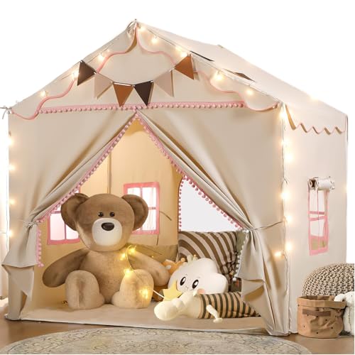Kids Play Tent with Mat and Lights, Large Playhouse