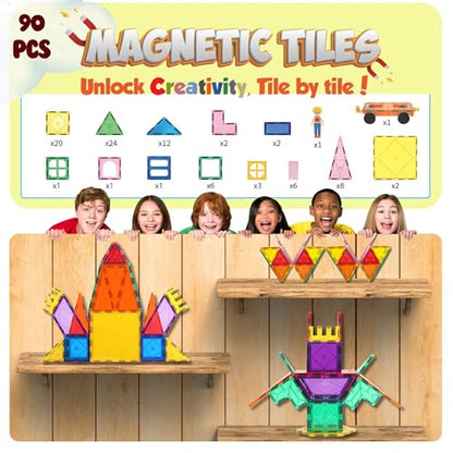 Magnetic Tiles 90 PCS Rainbow Castle Set