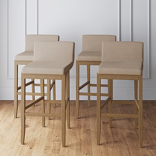 4 Pack Upholstered Bar Stools with Backs