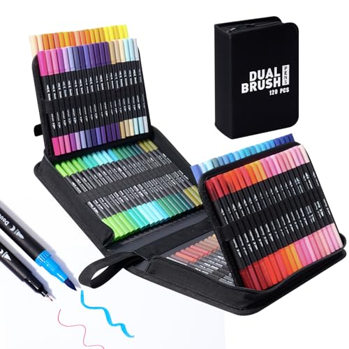 120 Color Dual Tip Art Markers Set with Case