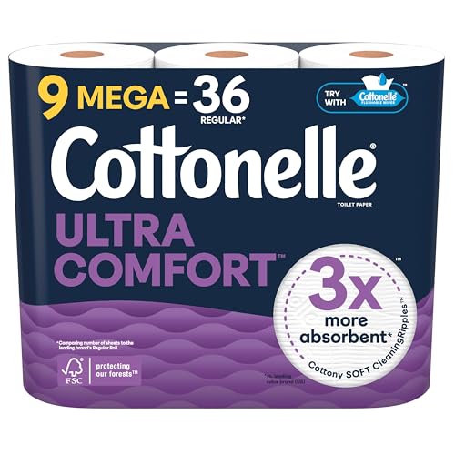 9 Mega Rolls Cottonelle Ultra Comfort Toilet Paper