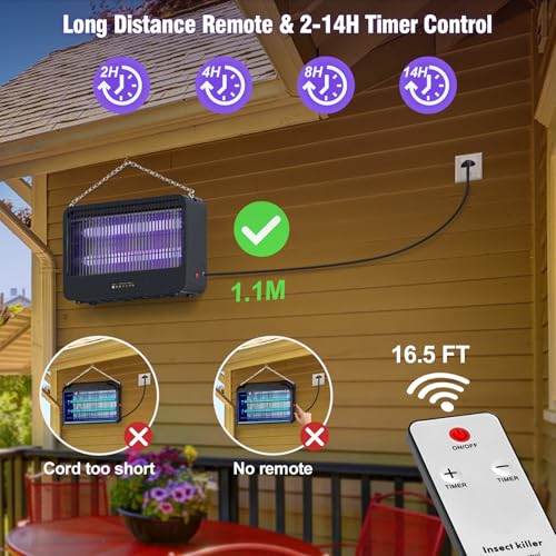 Electric Bug Zapper with Remote and Extra Bulbs
