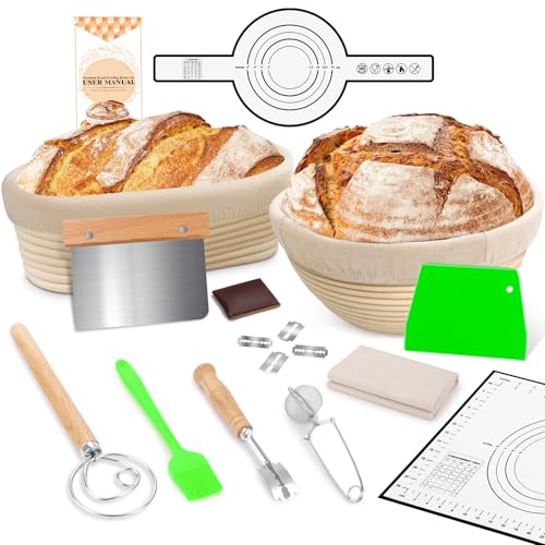 Sourdough Bread Proofing Basket Set, Round and Oval