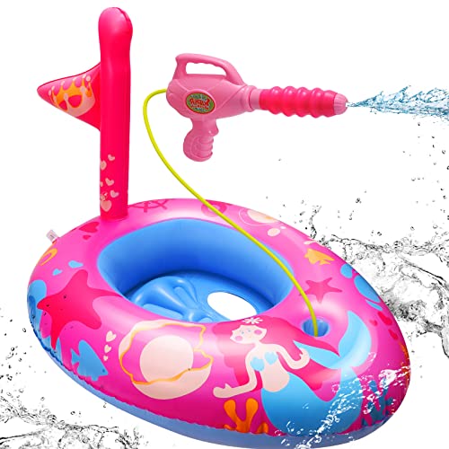 Korigey Mermaid Pool Floats Kids with Water Gun, Pool Toys for Kids Aged 3-8 Years, Toddler Pool Float for Girls, Mermaid Inflatable Float for Pool, Beach and Any Summer Party Gift (36’’x 27’’)