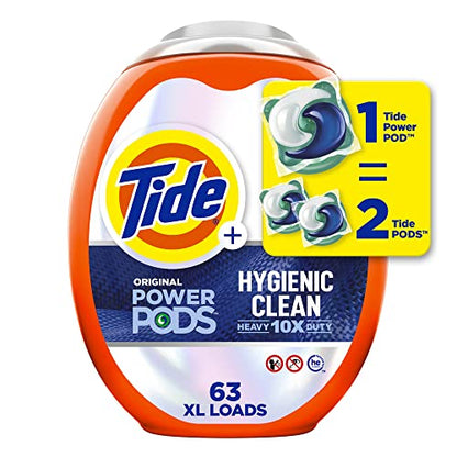 UPDATE: DEAD ❗ Tide Hygienic Clean Heavy 10x Duty Power PODS Laundry Detergent Pacs Original 63 count For Visible and Invisible Dirt (Pack of 1)
