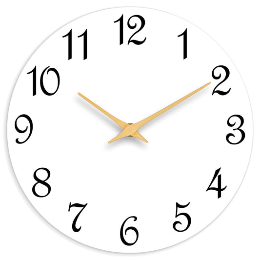 8 Inch Silent Non-Ticking Wall Clock - White