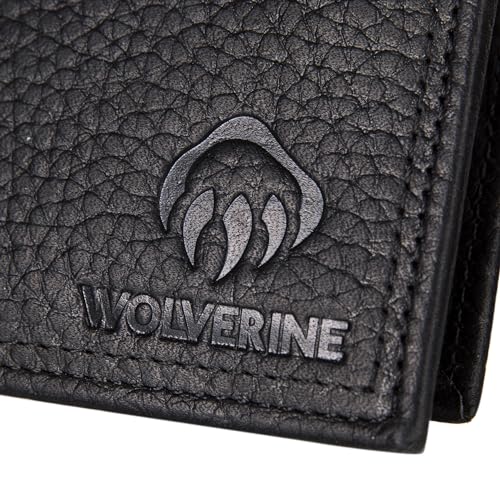 WOLVERINE Men's RFID Blocking Rugged Bifold & Passcase Wallets (Avail in Cotton Canvas Or Leather), Marquette-Black, One Size