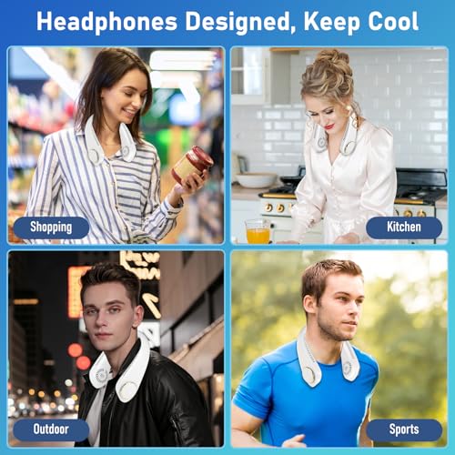 NHOWIN Neck Fan, Neck Fans that Blow Cold Air Bladeless Portable Neck Fan 4000mAh Battery for 4-10H Cooling Quiet Personal Fan for Indoor Outdoor Travelling 3 Wind Speeds Neck Fan Rechargeable Gift