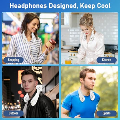 NHOWIN Neck Fan, Neck Fans that Blow Cold Air Bladeless Portable Neck Fan 4000mAh Battery for 4-10H Cooling Quiet Personal Fan for Indoor Outdoor Travelling 3 Wind Speeds Neck Fan Rechargeable Gift