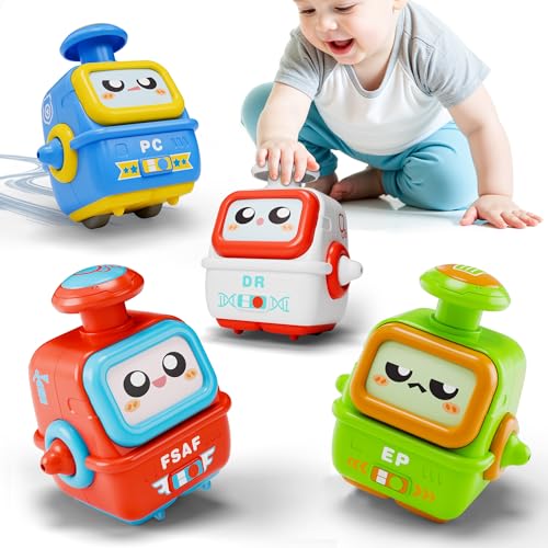 4 Pack Push and Go Toddler Robot Cars
